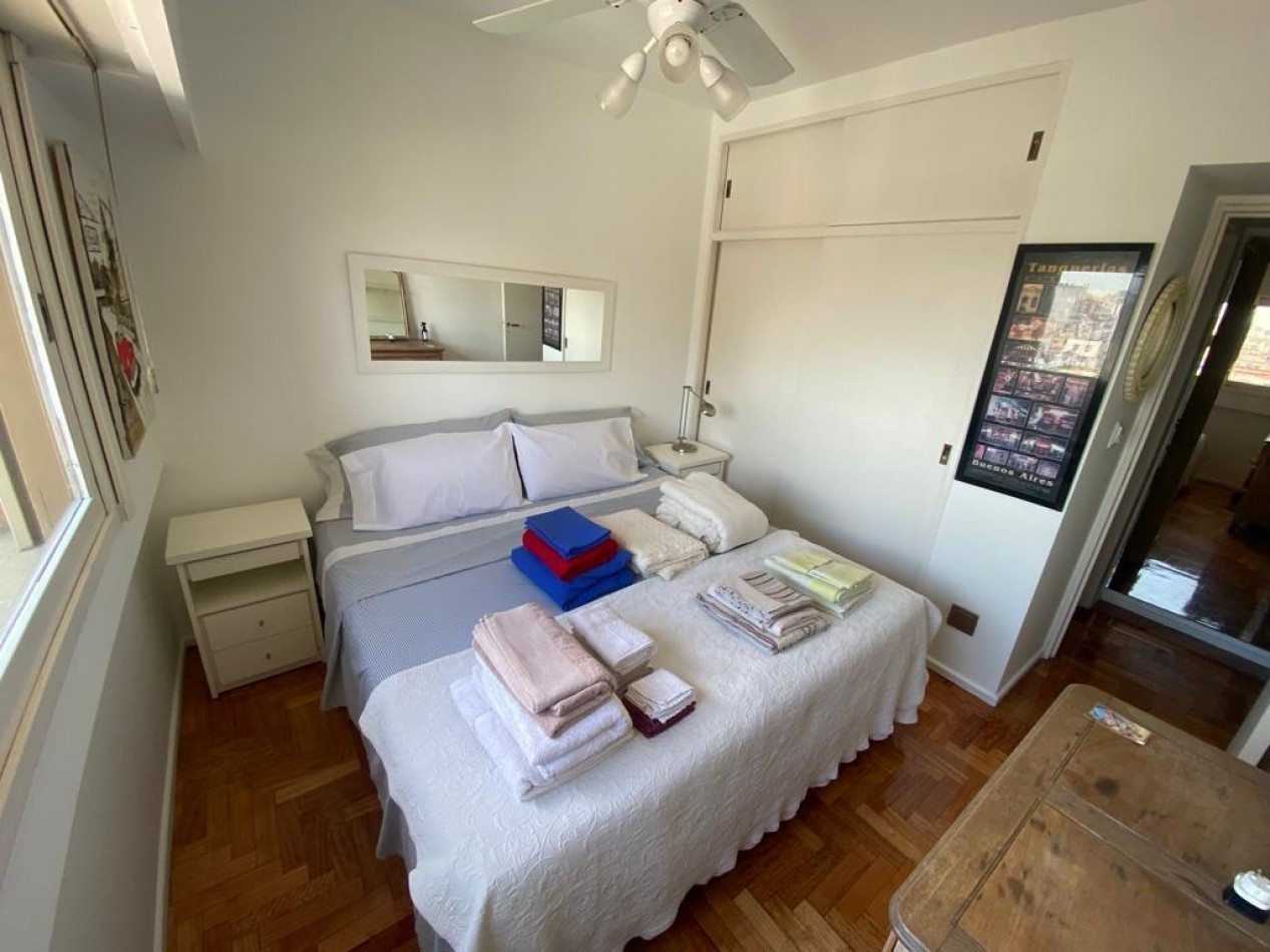 Departamento 2 Ambientes Amoblado en Alquiler en Recoleta con Balcon Seguridad 24 Horas y Vista Abierta